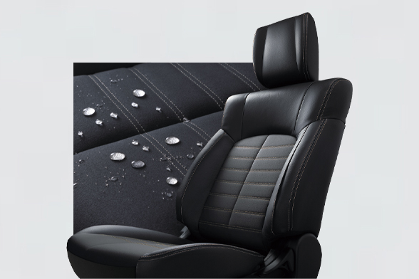 コンビネーションシート（スエード調素材 撥水機能付＊×合成皮革、カーキステッチ付）