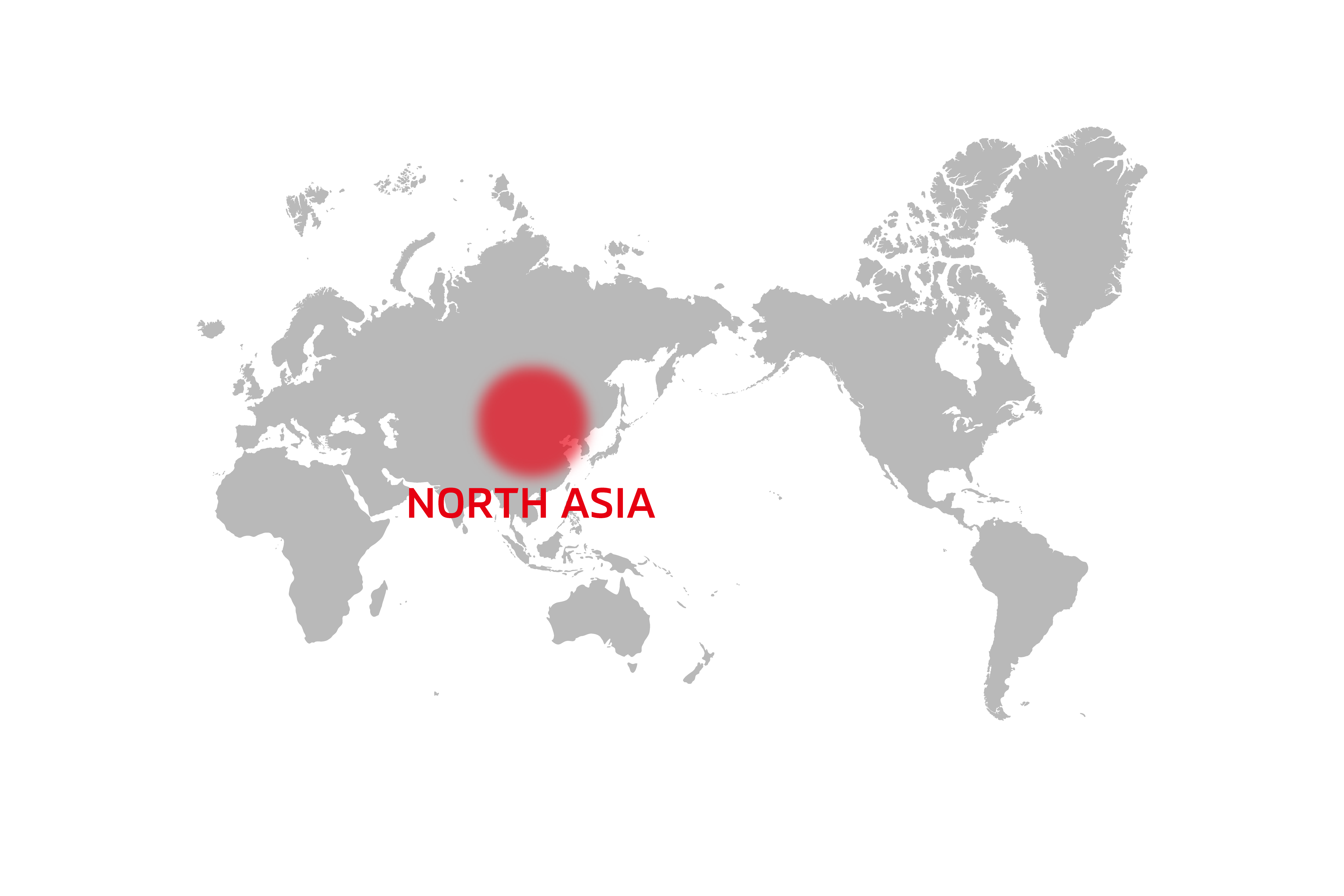 Map of main market territories. The car is sold primarily in North Asian countries..