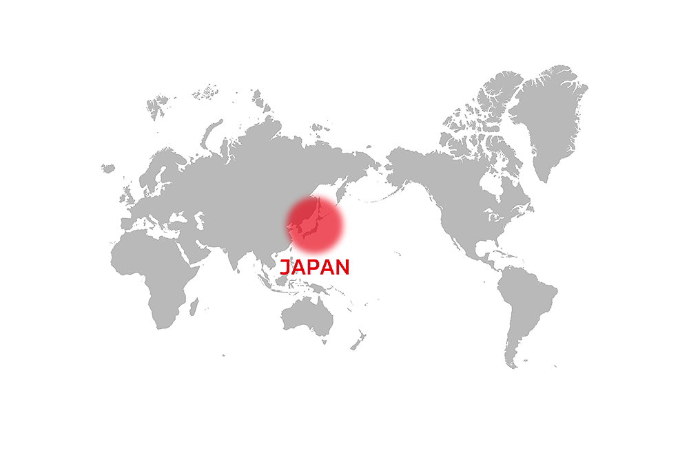 Map of main market territories. The car is sold primarily in Japan.