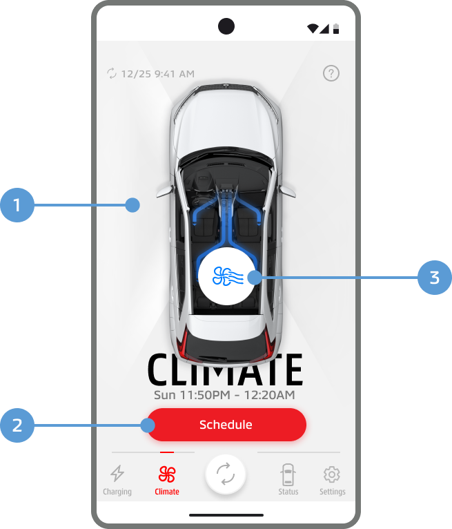 You can check the Remote Climate Control status and set the Remote Climate Control Timer and Manual Climate.