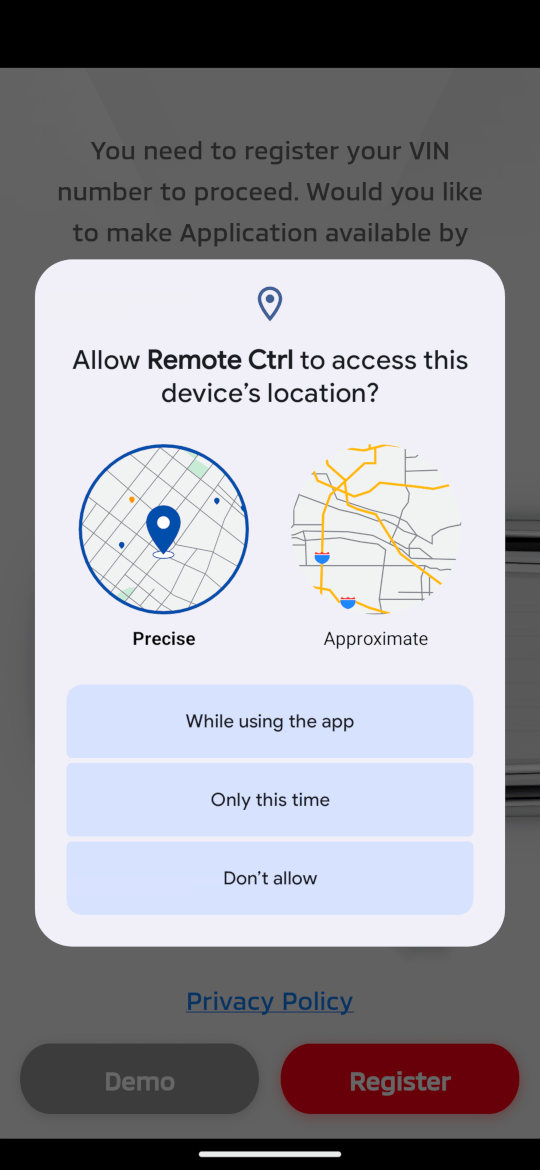 1. When a pop-up of your location information appears, select 