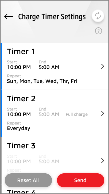 2.Charging Timer schedule settings