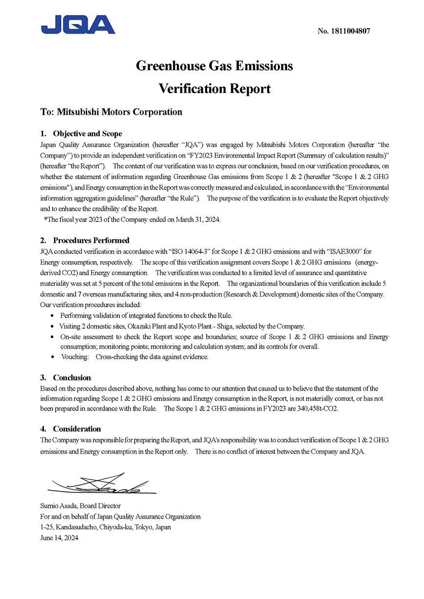 Greenhouse Gas Emissions Verification Report