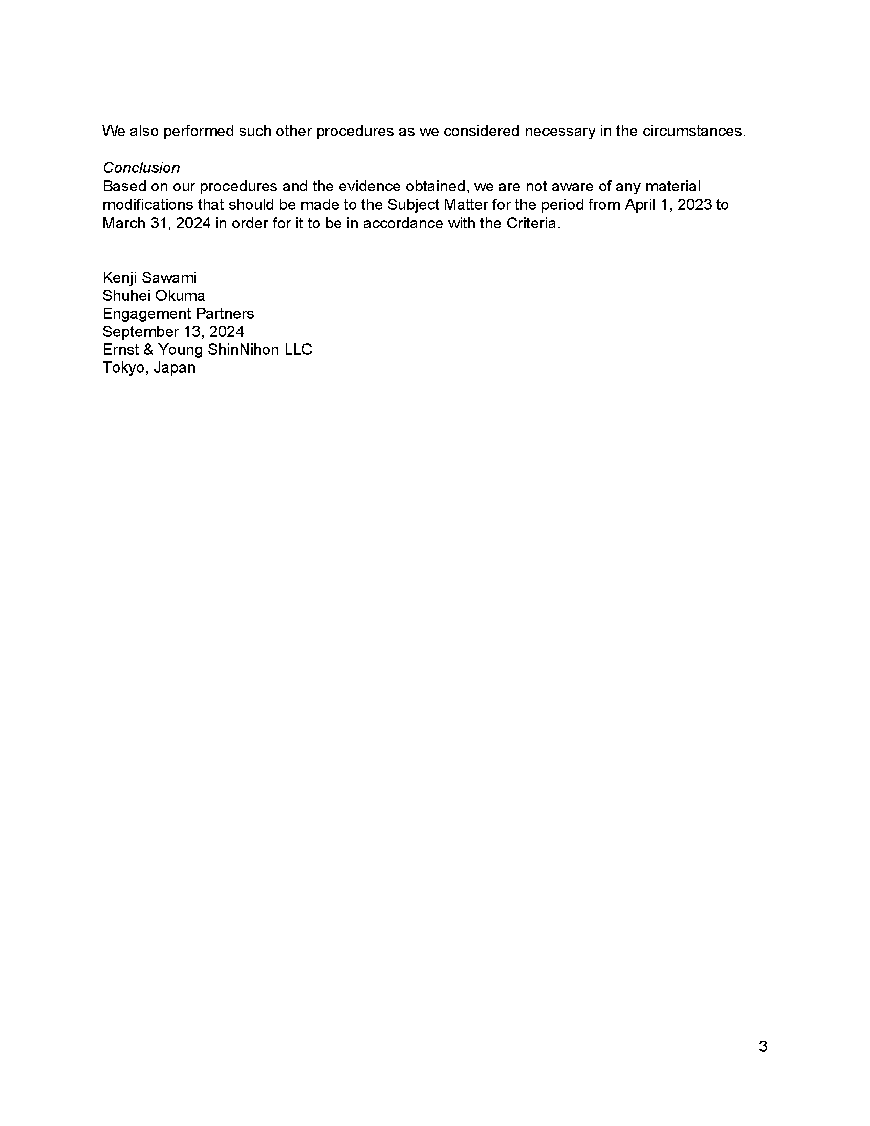 Independent practitioner’s assurance report