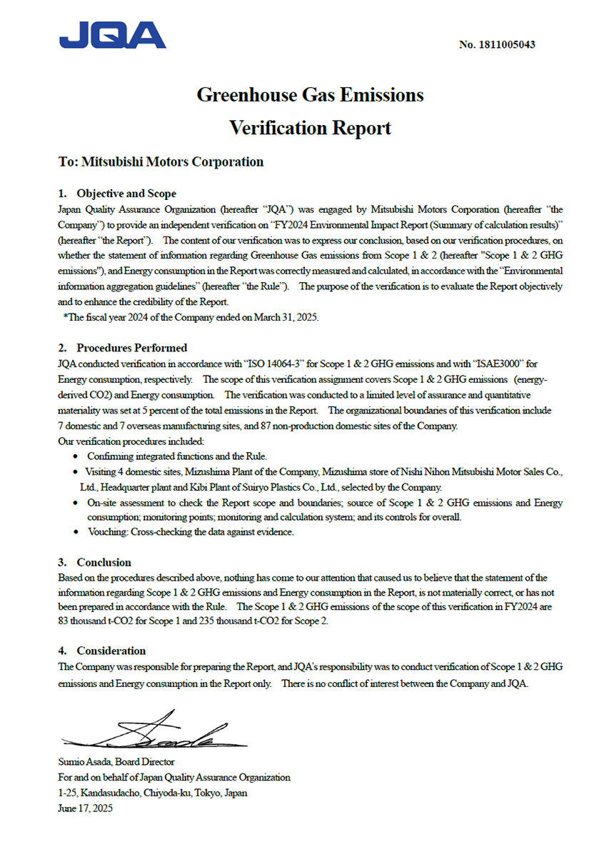 Greenhouse Gas Emissions Verification Report