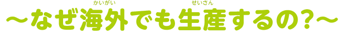 ～なぜ海外でも生産するの？～