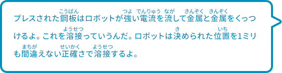 塗装前に水洗いや薬品の入ったプールにくぐらせ、油や汚れを落とすよ。一番最初の塗装は下塗り。プールの中でサビ止め効果がある塗料を電気の力でくっつけるよ。