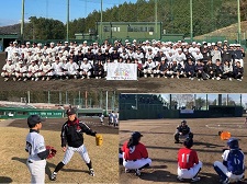 岡山県の小中高校生に野球教室、ケガ防止教室を開催